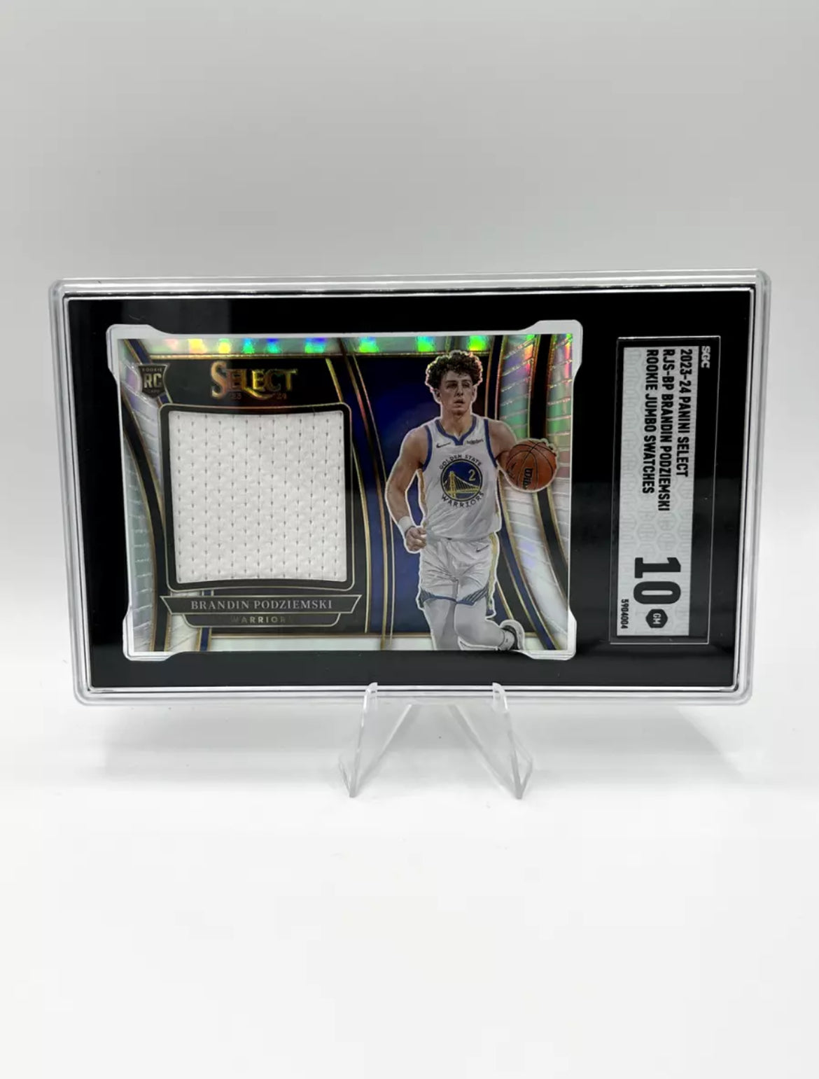 2023-24 Brandin Podziemski SGC 10 ROOKIE RC #126 SSP Jumbo Swatches Select